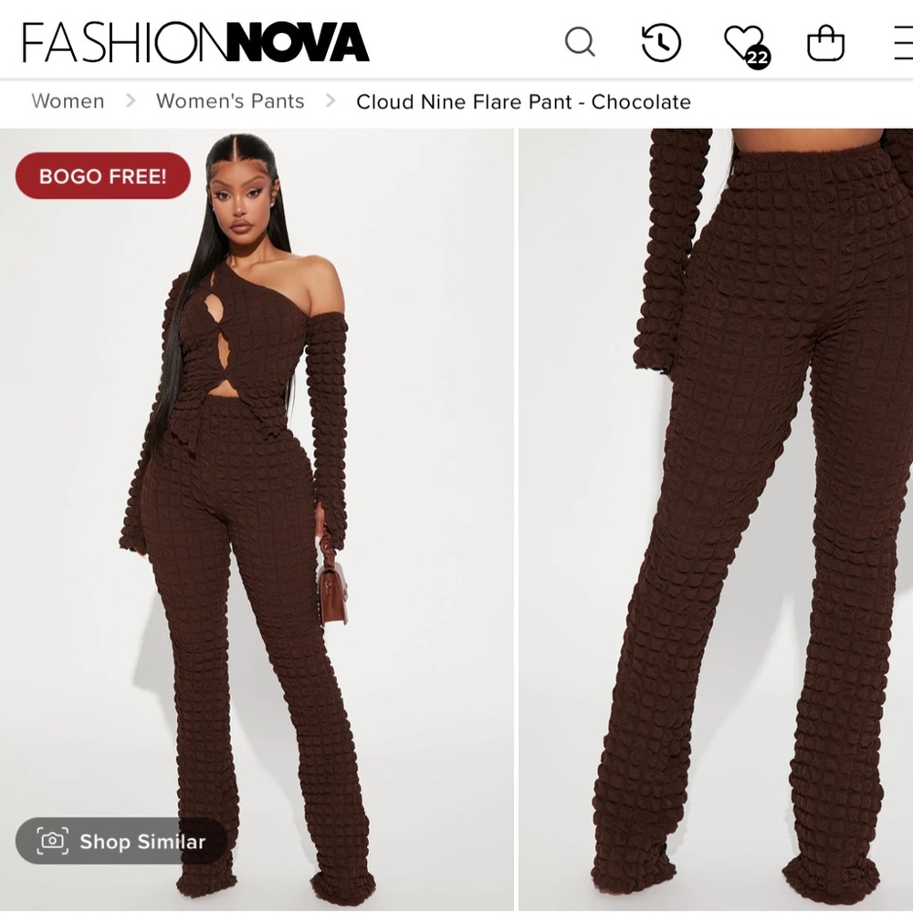 Fashion Nova Bubble Flare Brown Pants